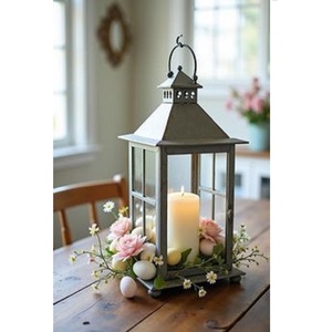 โคมไฟโลหะสีเขียวรูปสี่เหลี่ยมพร้อมลายต้นไม้ ตกแต่งบ้านในช่วงคริสต์มาส - Product Image 6