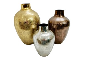 Vase en métal martelé, design moderne, fait main, pour mariage, baptême, centre de table irrégulier, décoration intérieure, haute qualité - Product Image 1