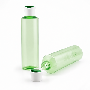 Flacon de toner cosmétique rond en PET plastique 300ml 400ml transparent vert avec bouchon à clapet, emballage pour soins de la peau, usine du Vietnam - Product Image 3