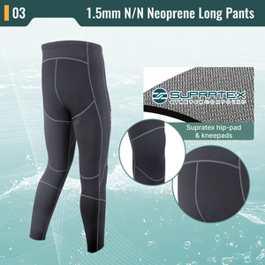 Pantalones de Buceo para Hombre Aropec de Neopreno de 1.5mm con Rodilleras Supratex, Protección de Cadera, UPF 50+, Costuras Planas, Térmicos, OEM/ODM - Product Image 4