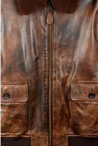 Chaqueta de cuero para hombre, estilo bomber, de cuero rojo, con cuello de piel, estilo aviador, para motocicleta, talla grande, de cuero genuino, hecha a medida. - Product Image 5