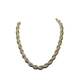 Collar de Cadena de Cuerda Hip Hop de Plata de Ley Chapada en Oro de 14K con Moissanita, Diseño Nuevo y Moderno, Unisex, Alta Calidad - Product Image 1