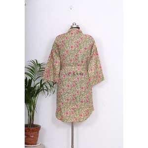 Robe de chambre en coton fleuri pour femme, grande taille, style kimono, avec dentelle, taille unique, à manches, pour mariée, usage quotidien, cadeau idéal pour elle - Product Image 6