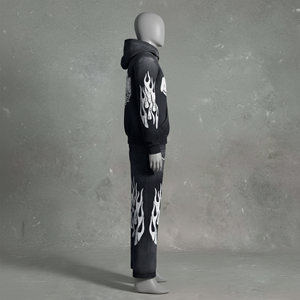 Ensemble de survêtement vintage décontracté à capuche, imprimé personnalisé de haute qualité, délavé à l'acide, écologique, 100 % coton - Product Image 3