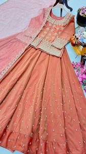 New Arrivals Latest Fashion Elegant Wedding <b>Party</b> Wear <b>Top</b> Lehenga Dupatta Set simmer silk - Product Image 5