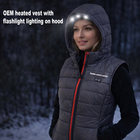 Dernière veste ou gilet chauffant intelligent à LED 2026 avec éclairage de poche sur le capuchon ou le dos pour le camping, l'escalade, la randonnée, le ski