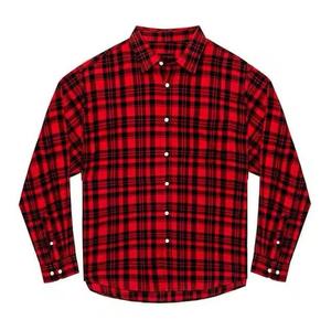 Camisa de Franela a Cuadros Teñida con Hilo para Hombre, Venta Caliente 2026, Personalizada de Fábrica, Camisa de Algodón de Un Solo Botón, Ajuste Delgado, Casual para Hombre - Product Image 1