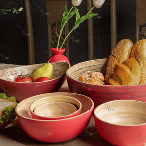 Assiette de service en bambou Design classique Motif personnalisé Écologique Non toxique Durable Fait à la main Biodégradable Direct Nam Dinh - Product Image 3