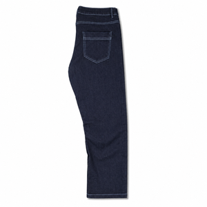 Jean en denim pour femme, délavé clair, coupe large, taille haute, coupe droite, longueur intégrale, style décontracté, 100% coton, couleur unie, avec fente - Product Image 2