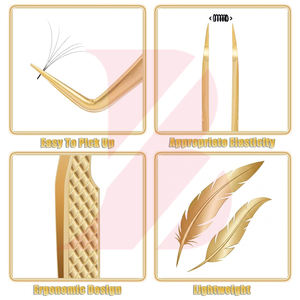 Pinces à cils en acier inoxydable de précision dorées, vente en gros, lot de 7 pièces, fournitures pour extensions de cils volume et classiques, kit d'outils de beauté - Product Image 6