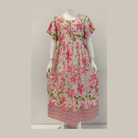 Camisón Casual Midi de Manga Corta para Mujer, Suave, 100% Poliéster, con Cuello Cuadrado, por Chrysanta