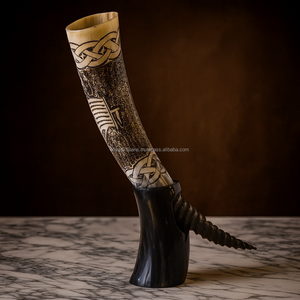Handcrafted Viking Drinking Horn with Leather Holder & Brass Rim <b>Stand</b> Natural Buffalo Horn Beer <b>Mug</b> Medieval Gift Cup - Product Image 6