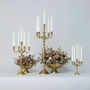 Candélabre plaqué or de qualité export pour centre de table et sol, bougeoirs en métal faits à la main pour fêtes et mariages - Product Image 1