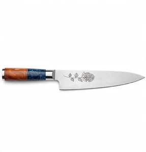 Ensemble de couteaux de cuisine professionnels 1 pièce DIY OEM avec manche en résine bicolore gravé au laser floral et étuis en cuir - Product Image 4