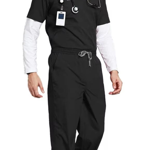 Premium Men's Medical Scrubs <b>Set</b> 4-Way Stretch V-neck Hospital Nurse <b>Doctor</b> Uniform Dental Clinic Workwear Wholesale Jogger <b>Set</b> - Product Image 2