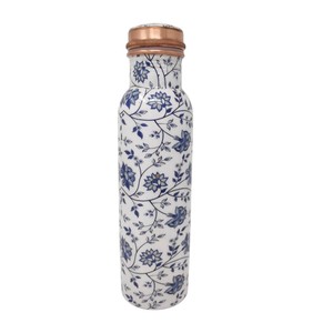 Handmade Blue Moroccan Mosaic Enamel Pure Copper <b>Water</b> <b>Bottle</b> with Leak-Proof Cap | Wellness Drinkware For Gifting - Product Image 4