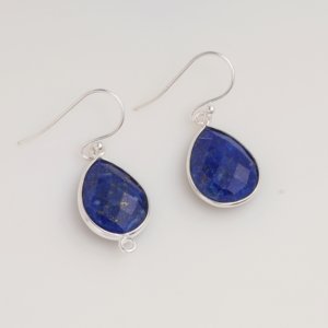 Pendientes de Lapislázuli Natural en Forma de Gota de Agua con Engaste de Plata 925, Gema Azul, Estilo Clásico, Hechos a Mano para Mujer, Uso Diario - Product Image 4