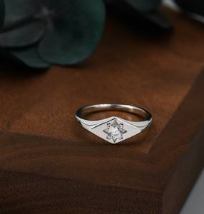 แหวนตราว่าวในเงินสเตอร์ลิงหรือทองแหวนดาวแหวนรูปสี่เหลี่ยมขนมเปียกปูน - Product Image 3