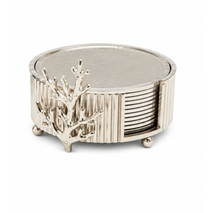 Ensemble de sous-verres en acier inoxydable avec support en forme de branche de fleur dorée, sous-verres décoratifs vintage pour table basse, mariage - Product Image 5