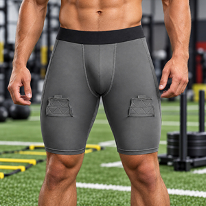 <b>Men</b>’s Compression <b>Shorts</b> with Utility Thigh Pockets Quick Dry Stretch Gym <b>Running</b> Training Tactical Fitness OEM Sportswear - Product Image 4