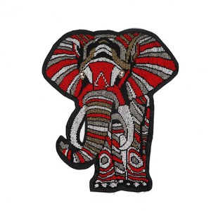 Eco-Friendly Nonwoven Felt Embroidered Sew-On <b>Elephant</b> Patch Red White Black Irregular Shape Applique for Clothing and <b>Gifts</b> - Product Image 1