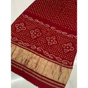 Women's Indian Gajji Silk Bandhani <b>Saree</b> Embossed Pattern Traditional Ethnic Wear Wrinkle-Free for Wedding Party - Product Image 1