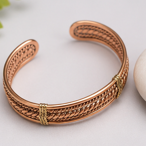 Heavy Gauge Embossed Twisted <b>Rope</b> Solid Copper Wrist Kada <b>Bracelet</b> Fashionable Metal Jewelry Exquisite Craftsmanship - Product Image 6