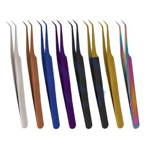 Pinzas para extensiones de pestañas de punta recta y curva, pinzas para cejas y herramientas de aplicación de pestañas postizas - Product Image 1