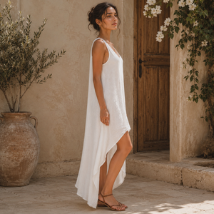 Women's Linen High Low Midi <b>Dress</b> Sleeveless <b>Loose</b> Fit Boho Casual Beach Resort Vacation Minimalist Summer A Line Elegant <b>Dress</b> - Product Image 4