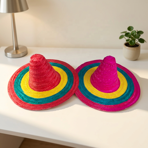 Sombrero Mexicano Arcoíris de Paja de Bambú con Ala Ancha para Fiesta y Disfraz - Product Image 2