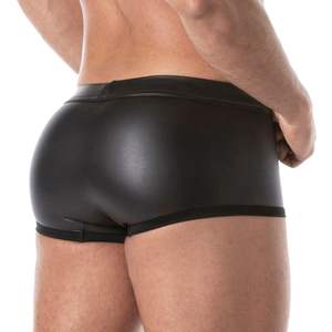 Maillot de bain en cuir noir pour homme, coupe slim, sexy, doux, confortable et respirant - Product Image 4