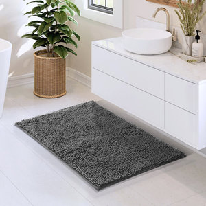 Tapis de bain rectangulaire en chenille shaggy, couleur unie, antidérapant, fabriqué à la machine, à poils longs, absorption d'eau, décoration intérieure - Product Image 2