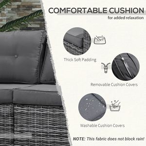 Set Divano da Esterno in Rattan PE a 2 Pezzi per Villa con Braccioli Curvi, Cuscini Grigi Impermeabili e Materiale in Corda Resistente - Product Image 5