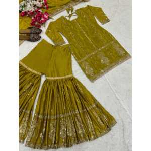 Designer Indian & Pakistani Party Wear Top Bottom and Dupatta with Fancy Borders & <b>Lace</b> Work - Product Image 4