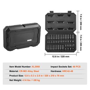 Set di chiavi a bussola a impatto da 14 pezzi, profonde, metriche 4-15mm, a 6 punte, in acciaio legato Cr-Mo, per riparazioni auto, con dimensioni facilmente leggibili, inclusa la misura 19mm - Product Image 4