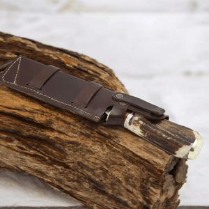 Couteaux de chasse élégants en acier Damas avec lame fixe tranchante, manche en bois poli et étui en cuir artisanal pour l'extérieur - Product Image 6