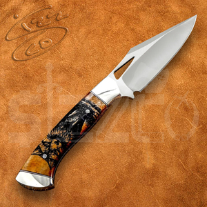 Custom Engraved Wolf <b>Handle</b> D2 Steel Drop Point Hunting <b>Knife</b> Fixed Blade Outdoor EDC <b>Knife</b> with Thumb Knob, Ideal Gift - Product Image 3
