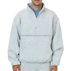 Sweat-shirt à col zippé personnalisé en molleton Streetwear surdimensionné 400gsm en coton Sweat-shirt à capuche zippé pour homme - Product Image 1