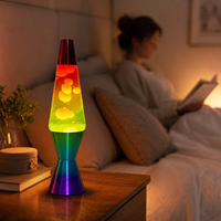 Lampe à lave en verre arc-en-ciel de 14 pouces, à brancher, 5V, lumière de nuit colorée en cire pour chambre à coucher, bureau et cadeau créatif