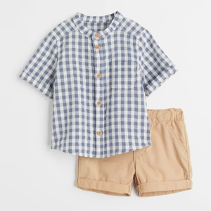 Vente en gros de nouveaux ensembles de t-shirts et shorts assortis pour enfants / Vêtements d'été pour bébés garçons, ensemble jumeau avec votre propre design - Product Image 6