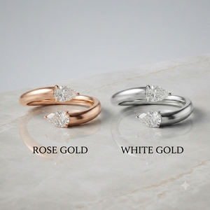 Anillo Abierto de Compromiso con Diamante Romántico Cultivado en Laboratorio, Corte Pera, Unisex, Oro Sólido de 18K, Regalo para Amantes, Ideal para Fiestas y Ocasiones Especiales - Product Image 6