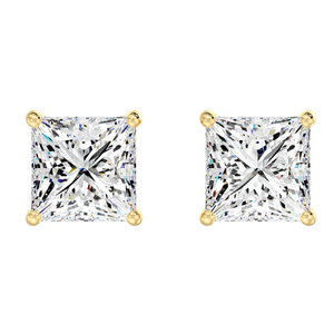 Pendientes de Diamantes Cultivados en Laboratorio con Corte Princesa en Oro, Oro Rosa, Oro Blanco o Plata VVS VS D E F para Mujer - Product Image 3