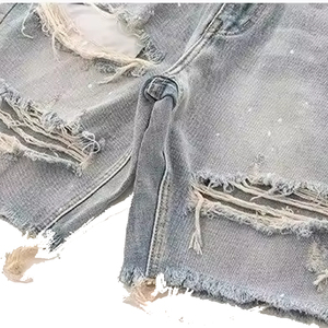 Pantalones Cortos de Hombre de Alta Calidad, Corte Holgado, Estilo Desgastado, Largo Medio, Fabricados en Pakistán, con Lavado Ácido - Product Image 4
