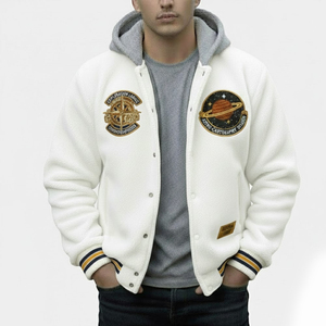 Custom Brand Embroidery Logo <b>Men</b> Varsity <b>Jacket</b> Factory Made <b>Long</b> Sleeve <b>Men</b> Fleece Varsity <b>Jackets</b> In Bulk Quantity - Product Image 2