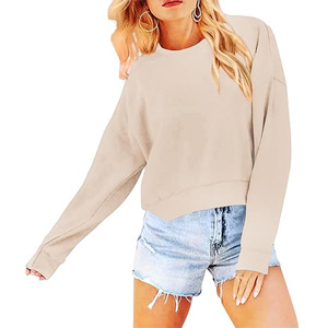 Sudadera Corta Bordada de Alta Calidad para Mujer, Ropa Urbana, Nueva Moda Casual de Otoño Invierno, Color Sólido - Product Image 1