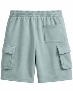 Seafoam Green Mens Cargo Shorts Elastic Waist Drawstring Streetwear Cargo Shorts With Side Pockets Casual Summer Shorts Custom - Product Image 2