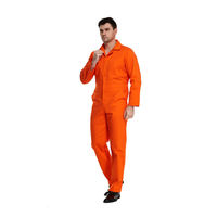 Combinaison de travail orange pour hommes, manches longues, haute visibilité, uniforme de sécurité en coton pour usage industriel
