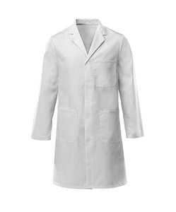 เสื้อกาวน์แล็บผ้าฝ้ายผสมโพลีเอสเตอร์สีขาวสำหรับทุกเพศ ยี่ห้อ WARPRO INDUSTRY แบบสวมใส่ในโรงพยาบาล แขนยาว ปิดด้านหน้า มีกระเป๋า ดีไซน์แบบมีเข็ม - Product Image 2