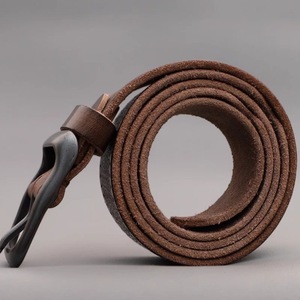 Ceinture en cuir pleine fleur tressé en peau de vache pour homme, boucle ardillon en alliage, style vintage, pour jean, 3,7 cm, simple et décontractée - Product Image 1