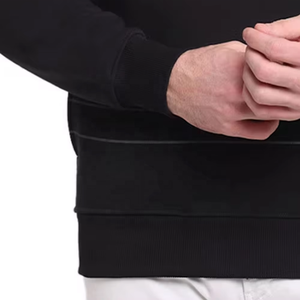 Suéter de Punto para Hombre, Cuello Redondo, Color Negro, Diseño a Rayas, Corte Regular, Estilo Casual de Otoño, 100% Algodón, Transpirable - Product Image 4